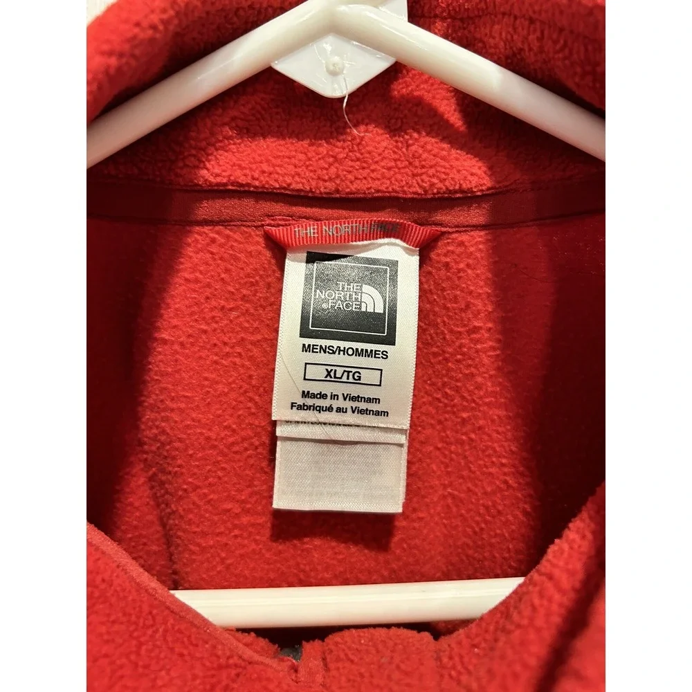 The North Face‎ Mens XL Red 1/4 Zip Fleece Pullover Jacket Gray Chest Pocket